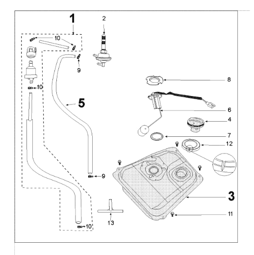 Tank en benzinepomp Peugeot Tweet 125 E3 2010-2013