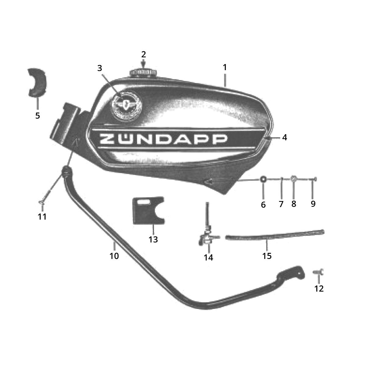 Tank and frame bracket Zundapp GTS 50 517-39L0