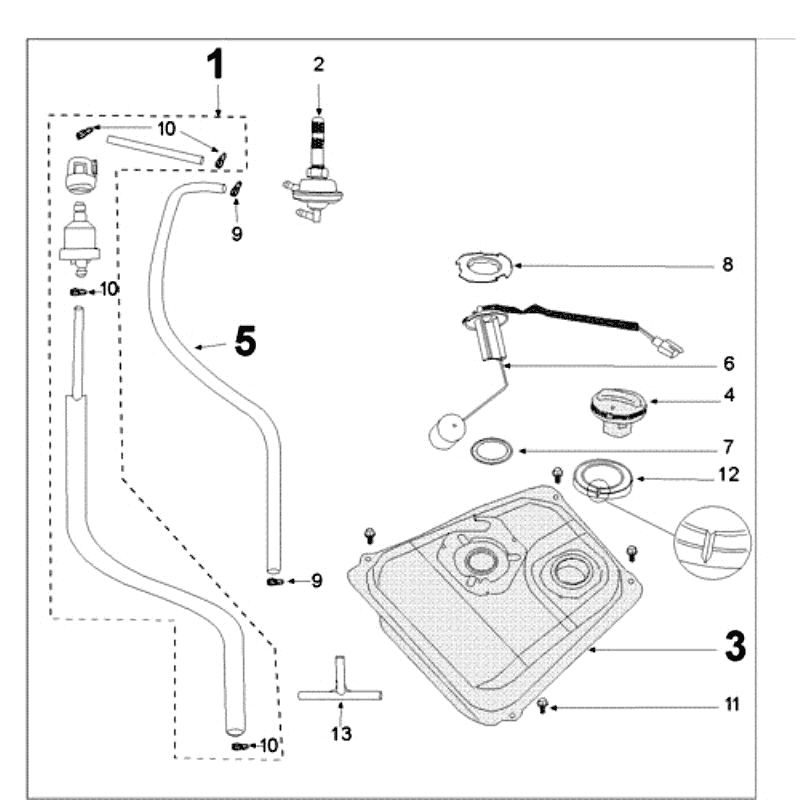 Tank Smal and Fuel Pump Peugeot Tweet old white