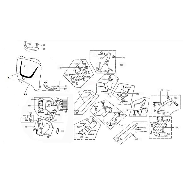 Front front/hood parts China Grande Retro anthracite