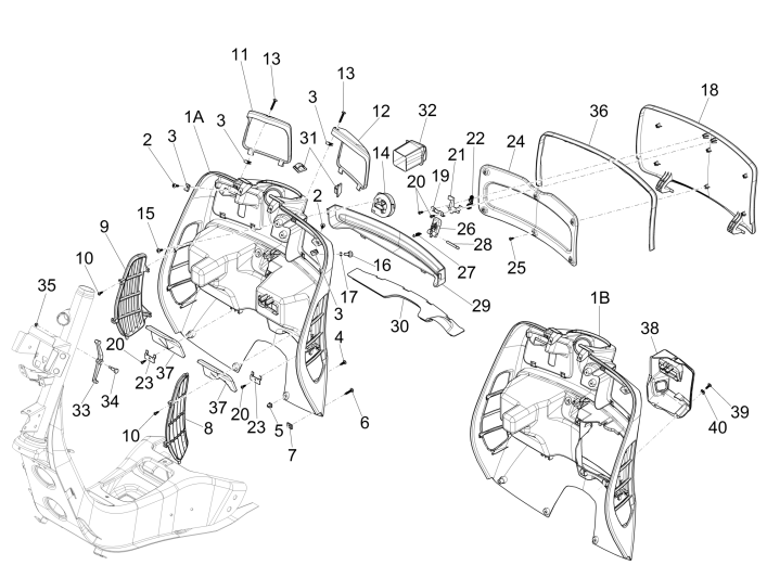 Anti-protection plate Vespa GTS 250 ie 2005-2016 (without ABS) azure 244/A