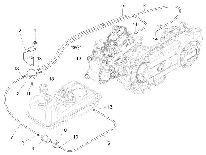 Fuel supply Piaggio New Fly 4-stroke 4-valve