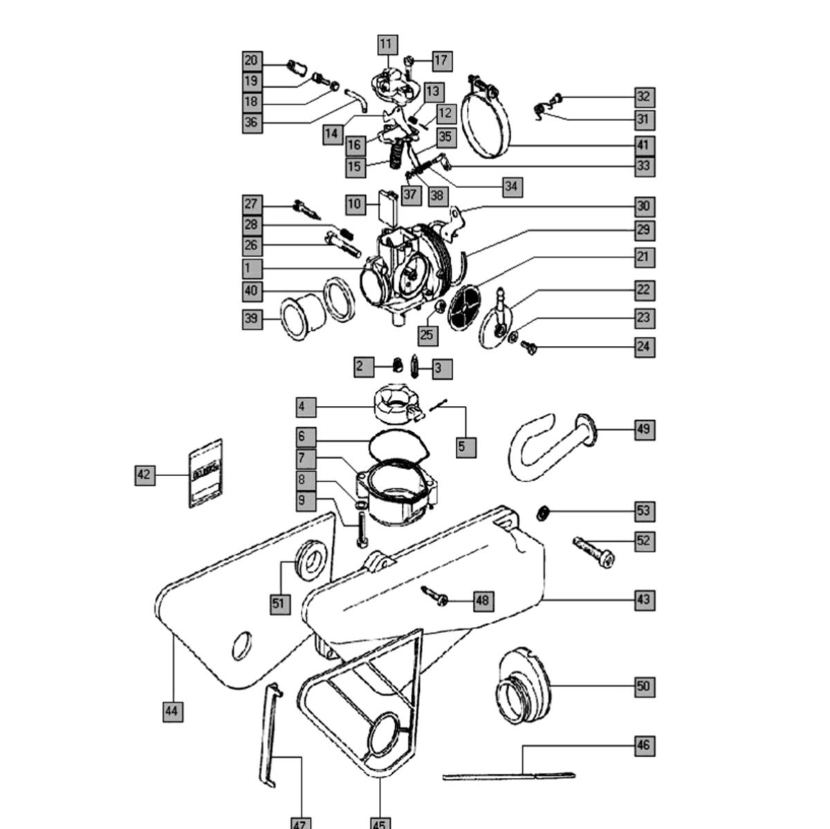Carburateur - luchtfilter Tomos STANDARD (25-45KMH) (K8-L0)