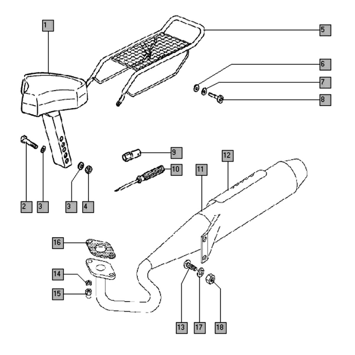 Zadel - uitlaat - drager Tomos STANDARD (25-45KMH) (K8-L0)