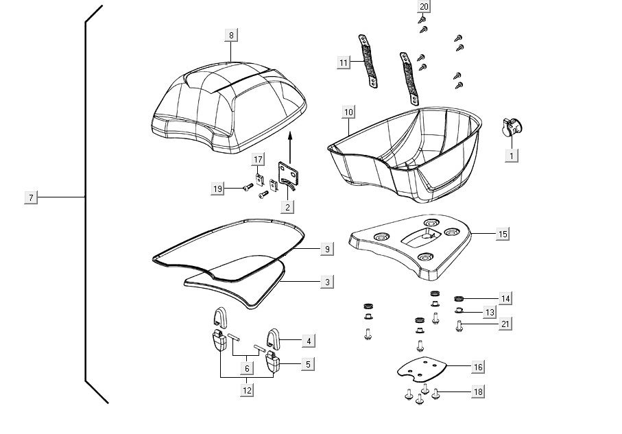 top case parts AGILITY 16+ 4T 200i Matte Metallic Silver