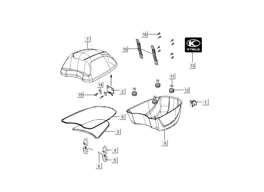 Top case Kymco Like 50 4T AC cream