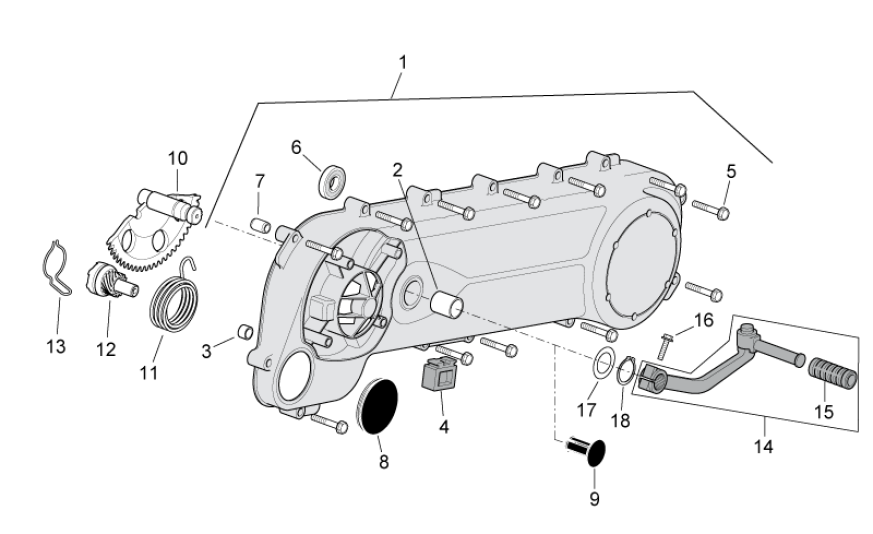 Transmission cover Aprilia SR 50 H2O ie+carb 2004-2009