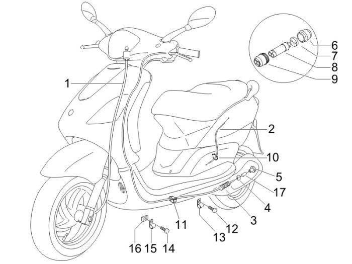 Kilometer- Brake cable Piaggio Fly 2-stroke