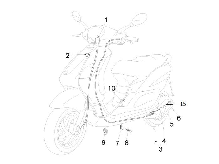 Kilometer- Brake cable Piaggio New Fly 4-stroke 2-valve