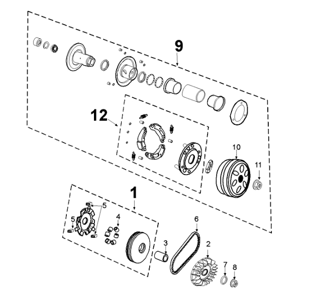 Transmission Peugeot Django 125 EFI E4 2018-2020
