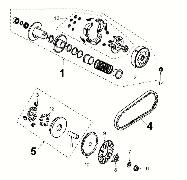 Transmission Peugeot Django 4-stroke E5