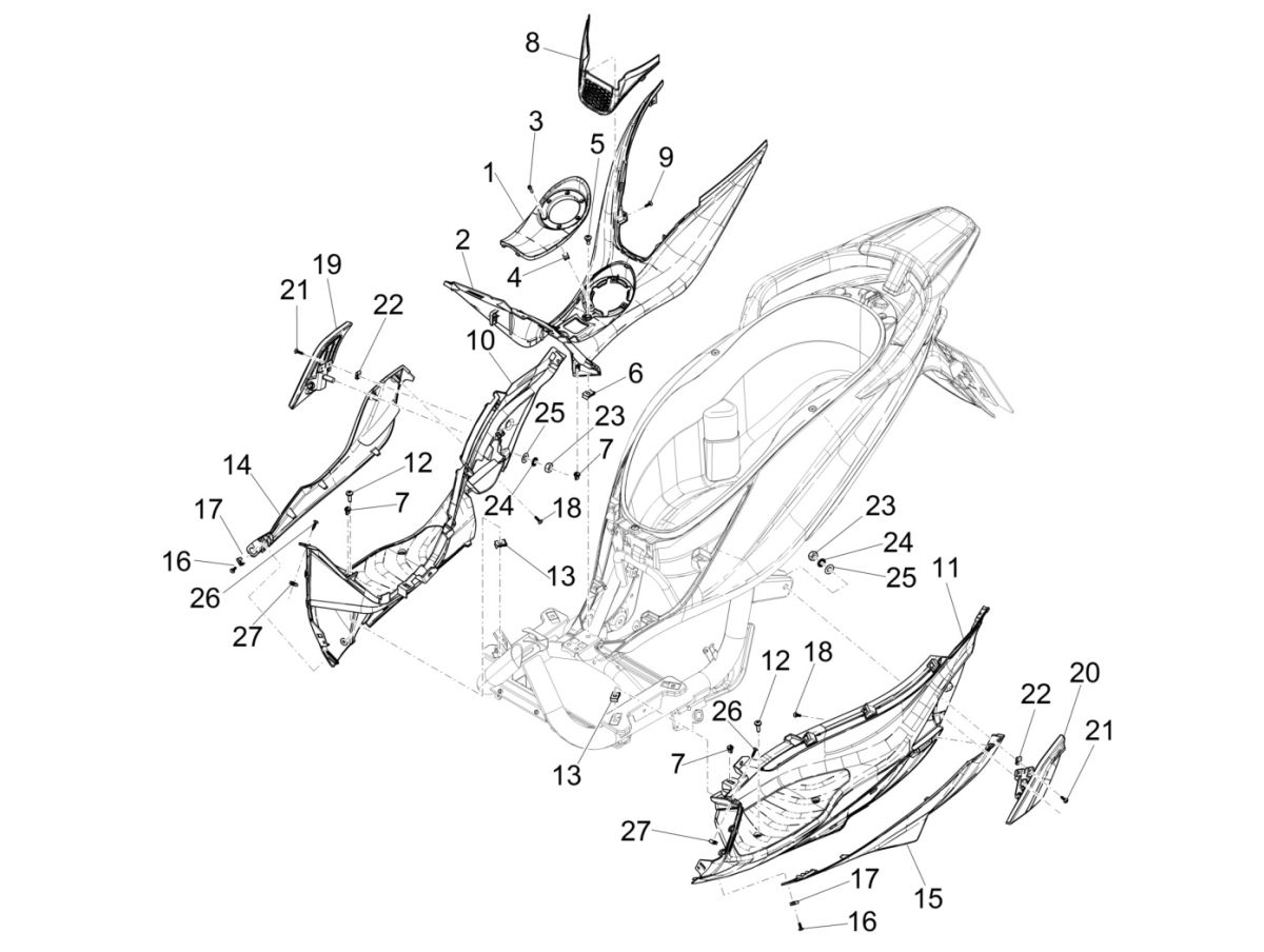 Piaggio Medley 125 4T IE ABS E4 2016-2019 footboard (EMEA)