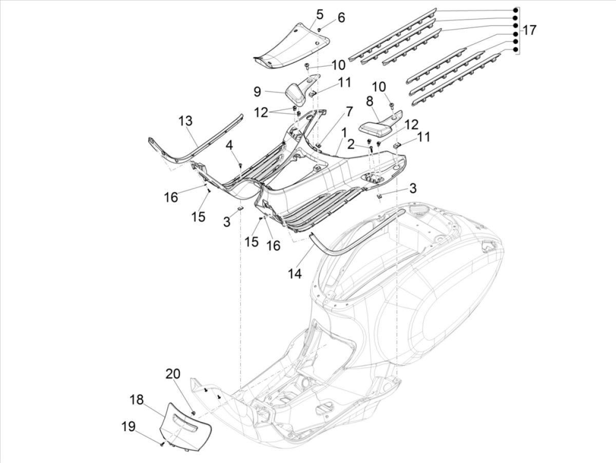 Vespa Elettrica footboard 2018-2019