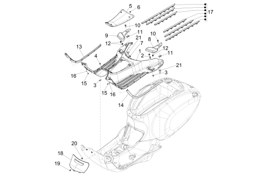 Footboard Vespa Primavera 4-stroke 3-valve (euro4 injection iget) Red Must 880/A