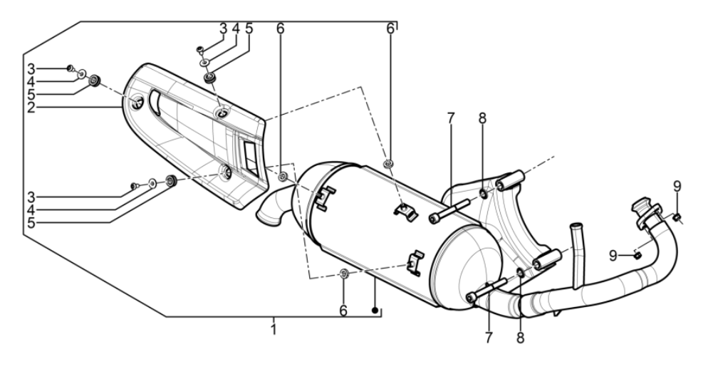 Piaggio Typhoon 50 2-stroke Euro 3 2011 exhaust