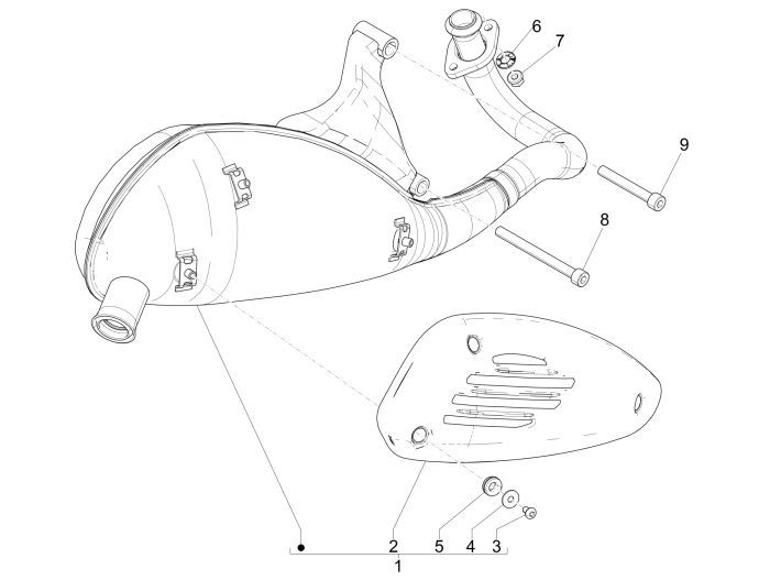 Exhaust Vespa Primavera 25km 4-stroke 2-valve