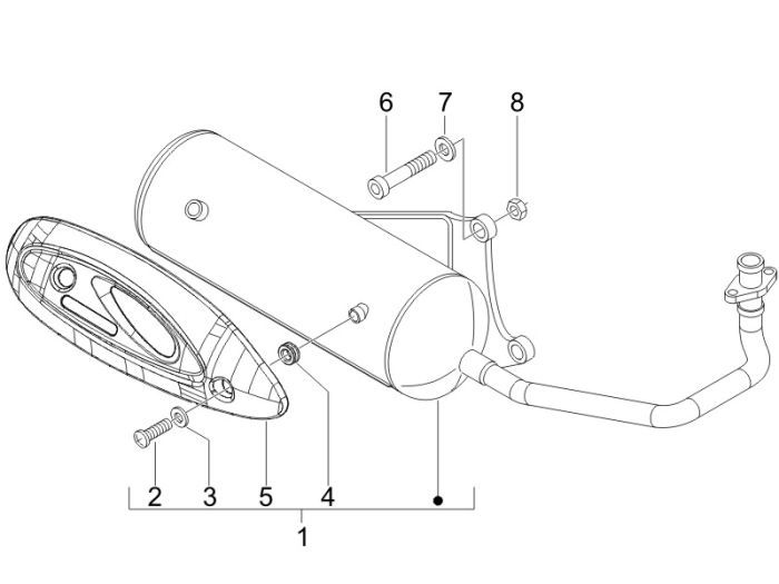 Exhaust Piaggio New Fly 4-stroke 2-valve