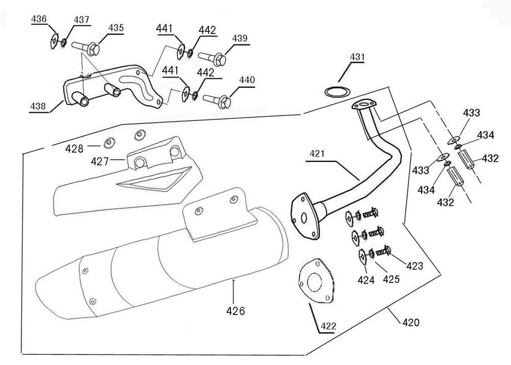 Exhaust AGM R8 50 4T AC white