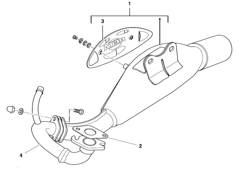 Uitlaat Beta Ark-k 50 2-takt LC zilver 2004