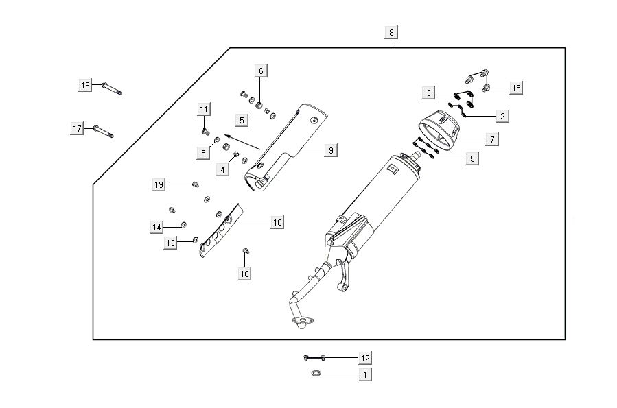 Exhaust Kymco Agility 16'+ 4t matt metalic silver