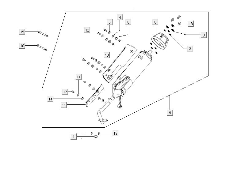 Exhaust Kymco City 16' 4-stroke white