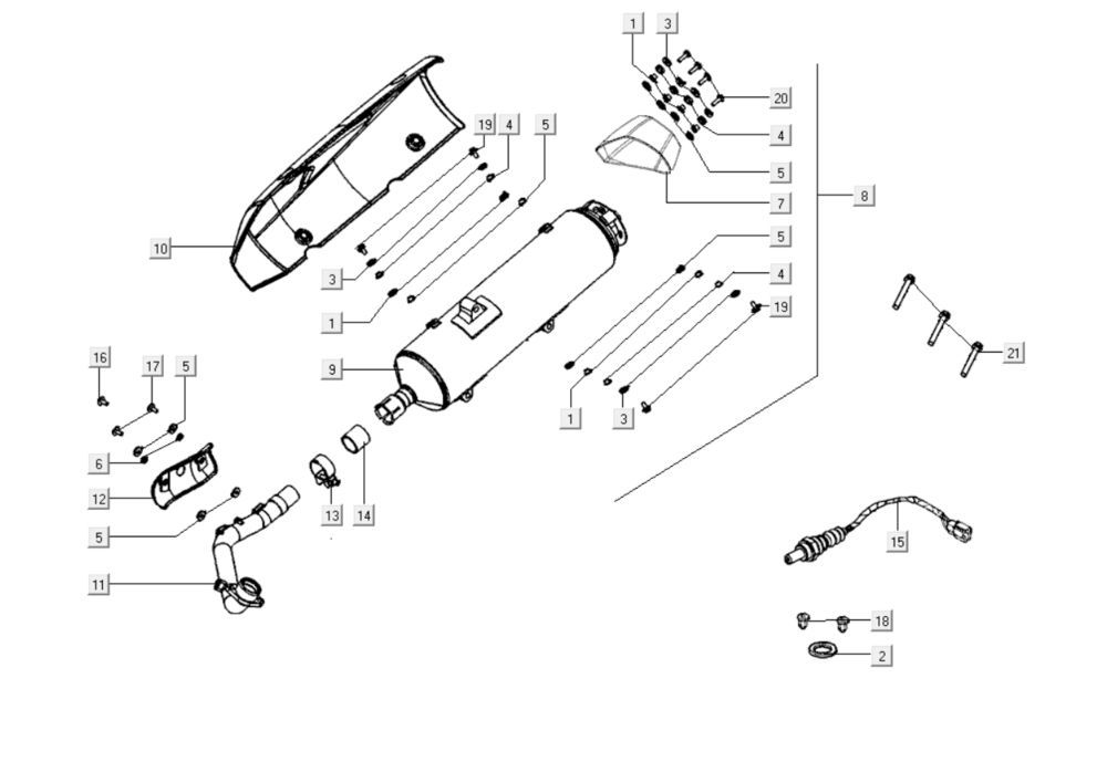 Exhaust Kymco Xciting 400i Yellow