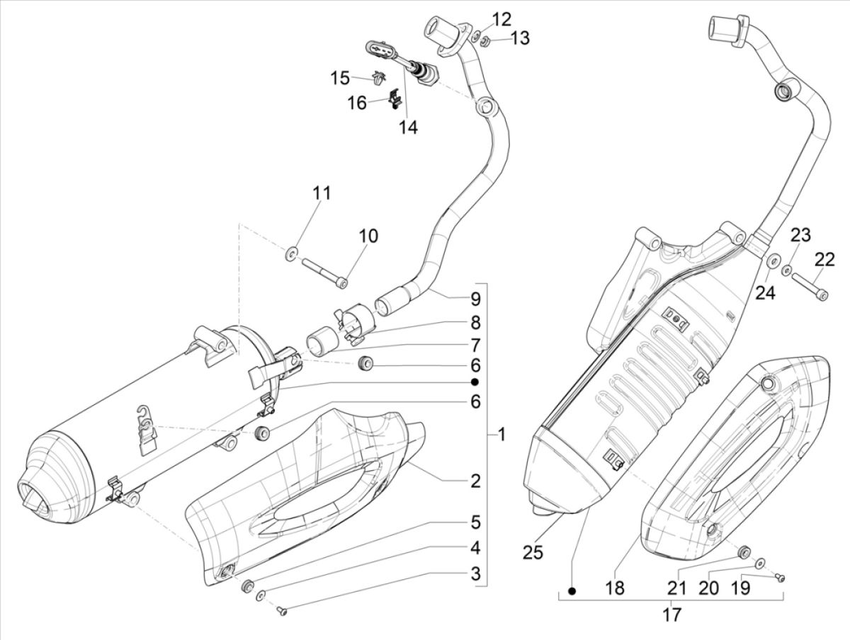 Liberty 125 IGET 4T 3V IE E4 ABS exhaust 2015 - 2019 (EMEA)