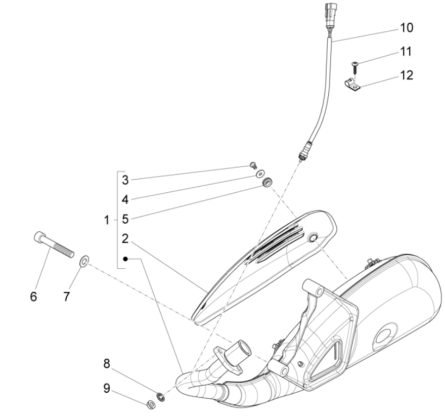 Piaggio Fly 125 4-stroke 3V IE E3 exhaust