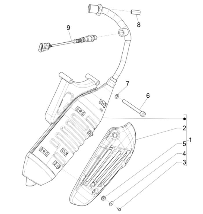 Exhaust Vespa 4-stroke 3-valve (euro4 injection IGET)