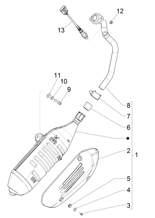 Exhaust Vespa GTS 125 4T E4 ABS 2019 (EMEA)