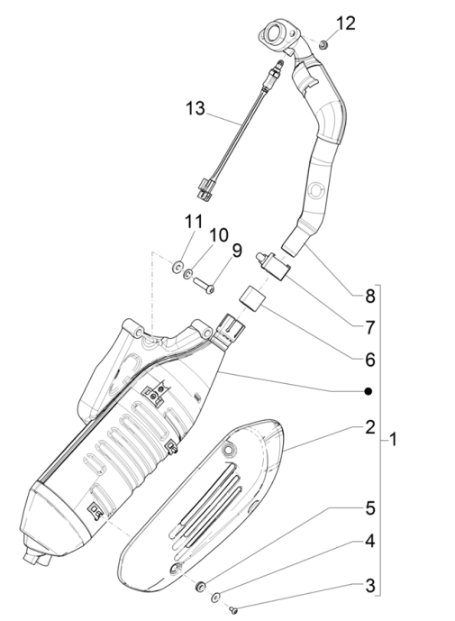 Exhaust Vespa GTS 125 4T E5 ABS 2021 (EMEA)