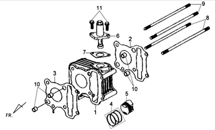 Cylinder/head gasket/foot gasket Sym XPRO 50 E4