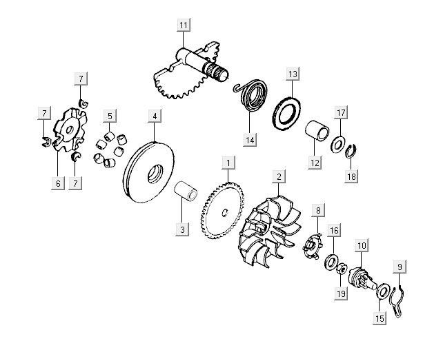 Variator-Cart lid parts Kymco Vitality 2t ac red