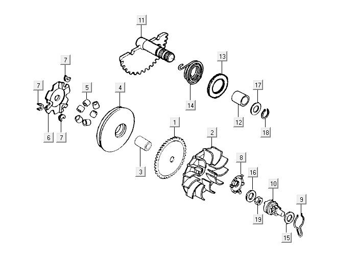 Variator-sump lid parts Kymco Yup 2t ac red