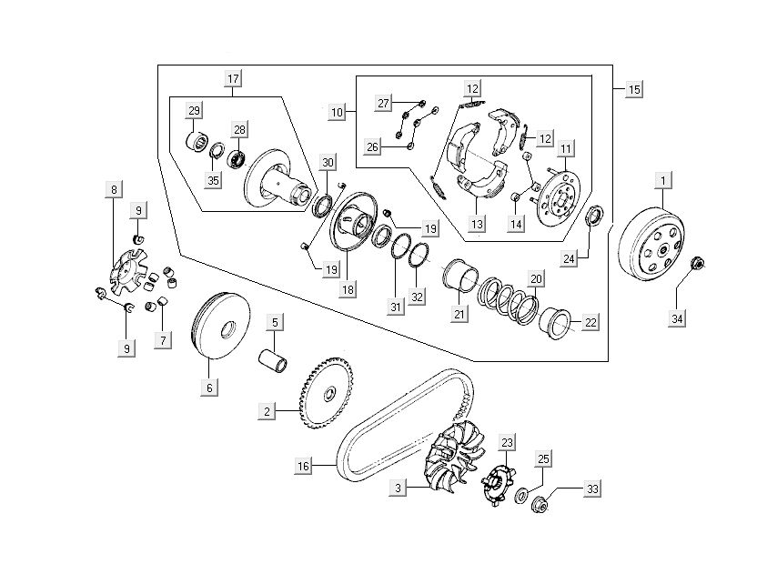 variator-clutch v-belt Kymco Sento 4-stroke Spring Brown