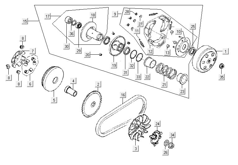 Variator coupling Kymco Agility 10' 4-stroke