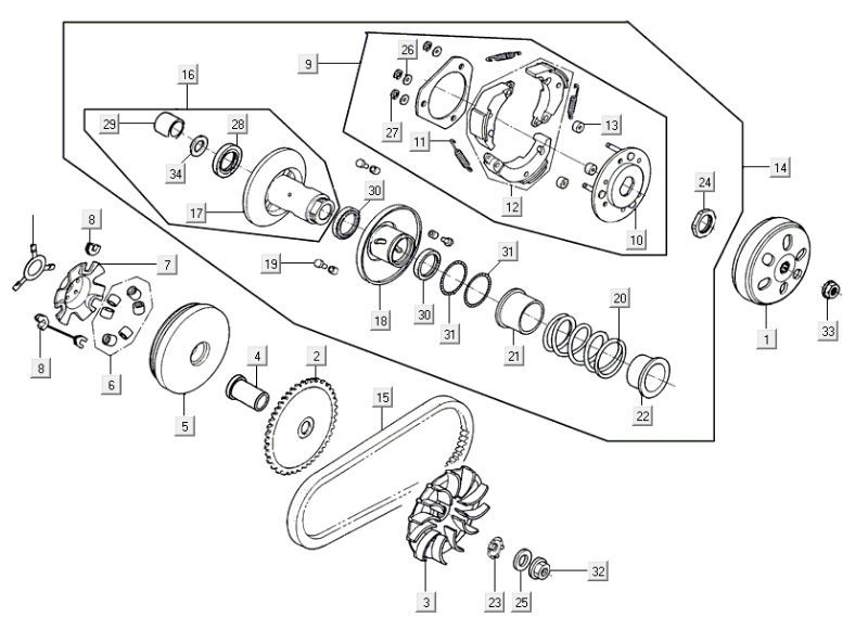 Variator coupling Kymco Agility 16'+ 4-stroke injection euro4 black