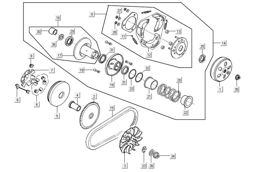Variator coupling Kymco Agility 16'+ 4t matt metalic blue
