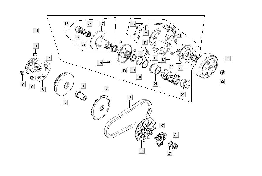 Variator coupling Kymco Agility Delivery 4-stroke euro4 white