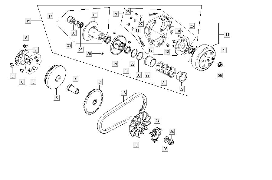 Variator coupling Kymco Carry 4-stroke white