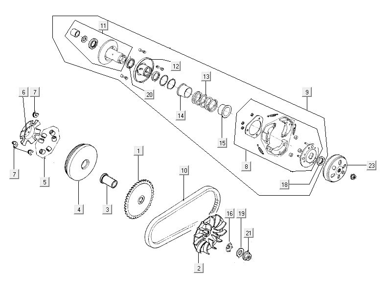 Variator coupling Kymco City 16' 4-stroke dark grey