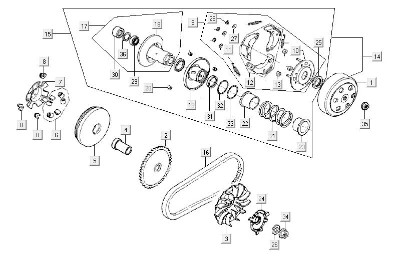 Variator coupling Kymco Vitality 4t ac anthracite