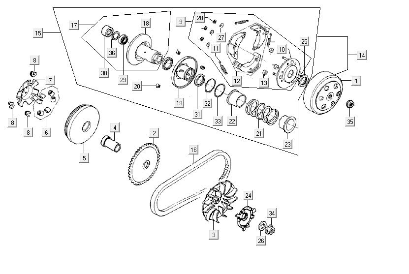 Variator coupling Kymco VP50 4t ac diamond white