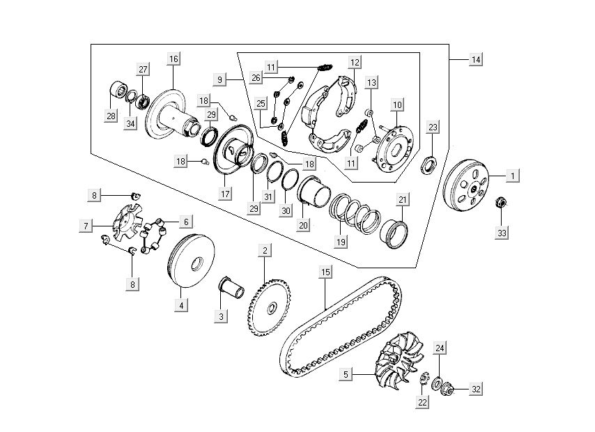 Variator - Clutch Kymco New Dink 4-stroke gold