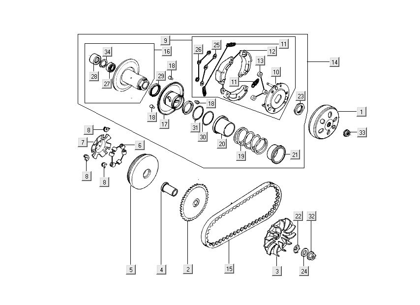 Variator - clutch Kymco People S 4-stroke diamond black
