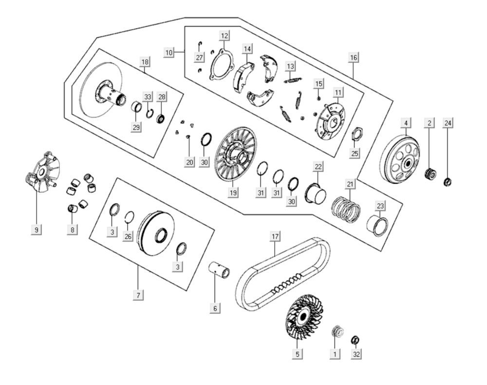 Variator - Clutch Kymco Xciting 400i Pearly Black