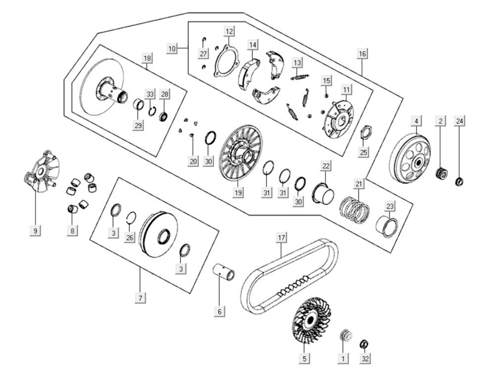 Variator - Transmission Kymco Xciting 400i Matt Black