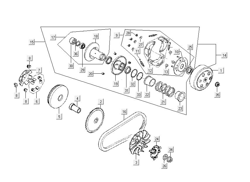 Variator Kymco Like 4-stroke tecno silver like T T 2015