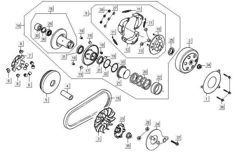 Variator/clutch Kymco Maxxer 90 Black