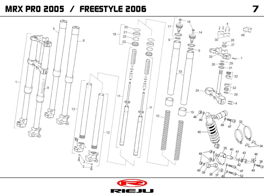 Suspension Rieju MRX pro orange 2006 2-Stroke